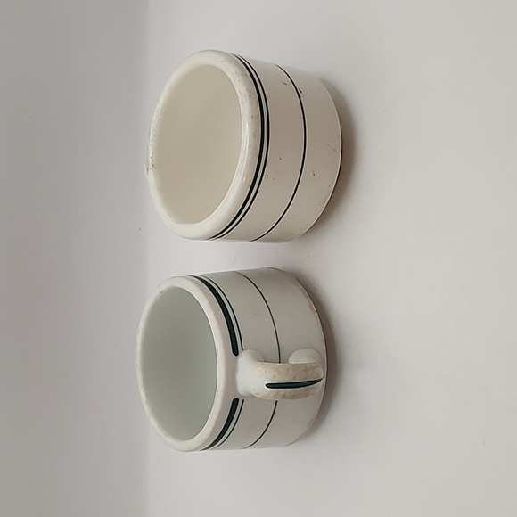 Vintage Heavy China Restaurant Ware Mugs Green Stripe 2 Count - Picture 4 of 10